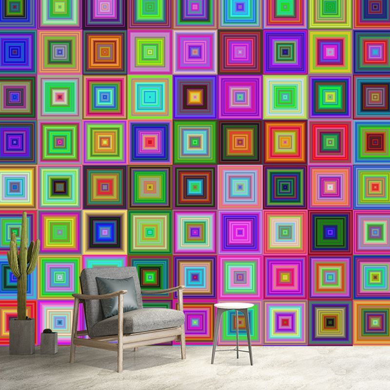 Stain Resistant Wall Mural Illustration Contemporary Geometric Living Room Mural