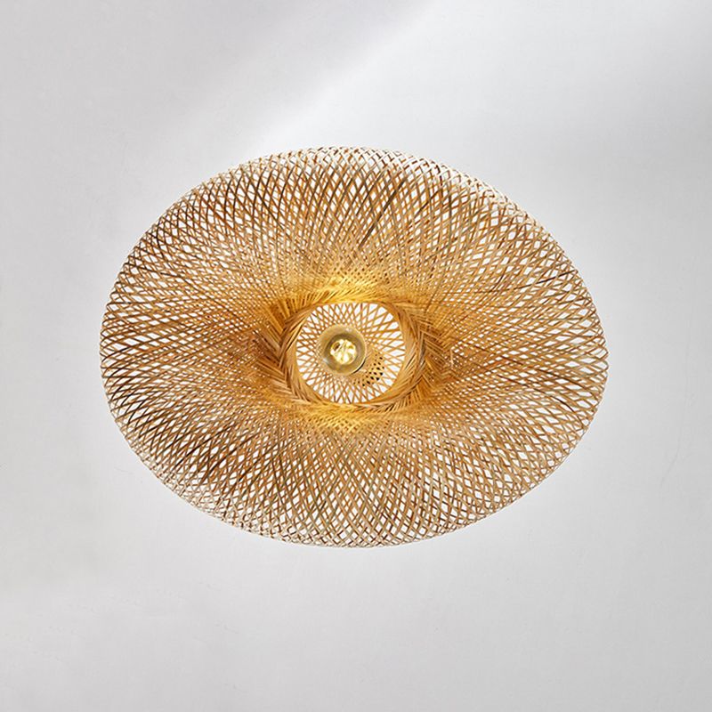 1 Light Bamboo Pendant Light Modern Style Hanging Lamp Fixture for Living Room