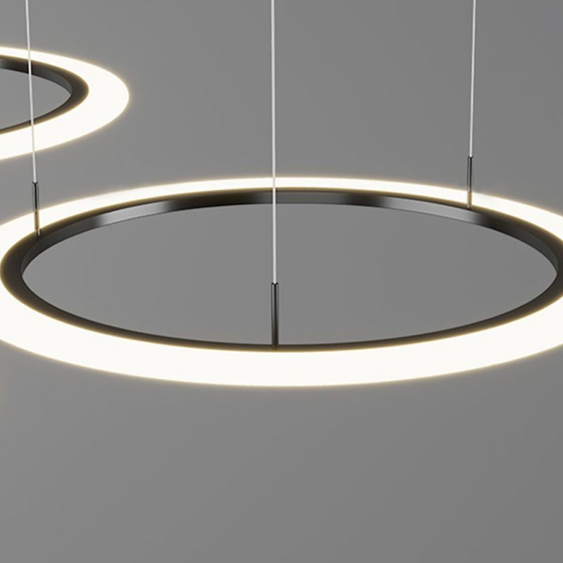 Luces de lámpara de lámpara de sombra redonda moderna accesorios de iluminación de araña de metal en negro