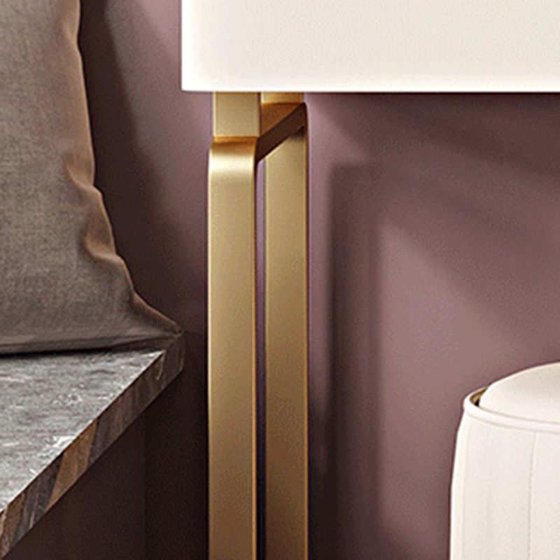 Glam Brown Glass Top Vanity Table 25.6" W 3 Drawers Dressing Table with Mirror & Stool