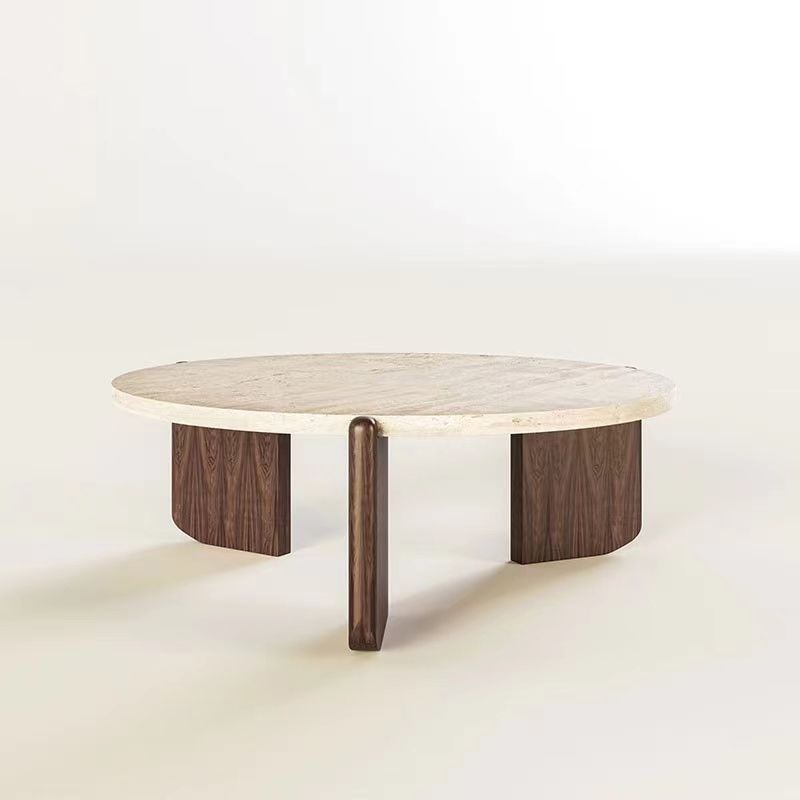 3 Legs Single Coffee Table Wooden Modern Beige/Brown Cocktail Table
