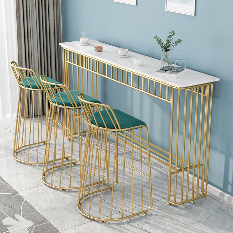 Industrial Rectangle Bistro Bar Desk Faux Marble Bistro Table for Indoor