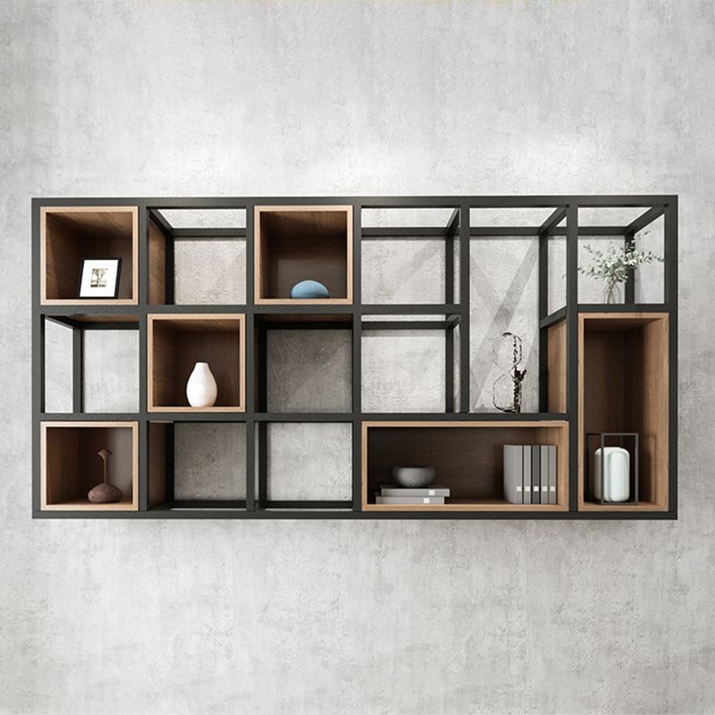 Industrial Style Bookcase Wall Mounted Bookshelf for Office and Study Room