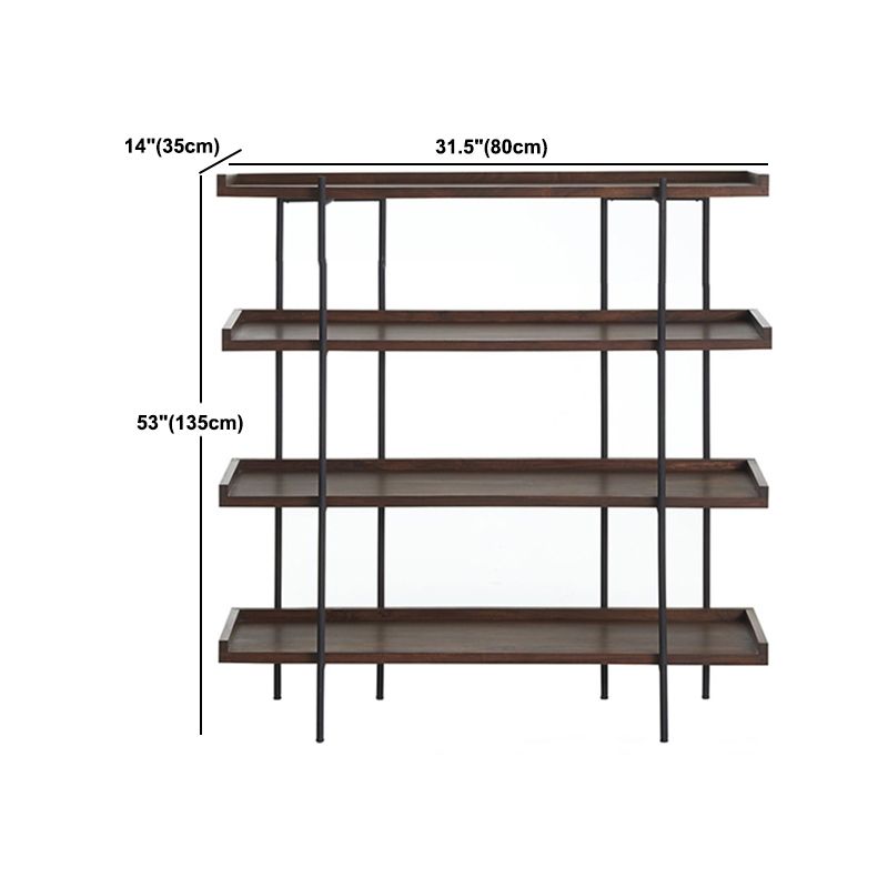Modern Solid Wood Bookshelf Brown Etagere Open Shelf Vertical Bookcase