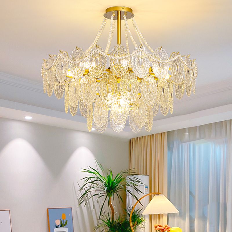 Modern Metal Ceiling Light Geometric Shape Island Lamp with Glass Shade for Bedroom