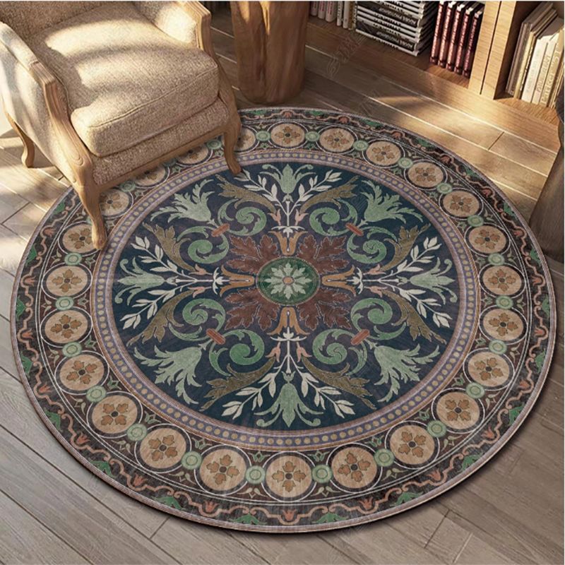 Brown Bohemian Area Carpet Americana Pattern Polyester Area Rug Stain Resistant Rug for Home Decor