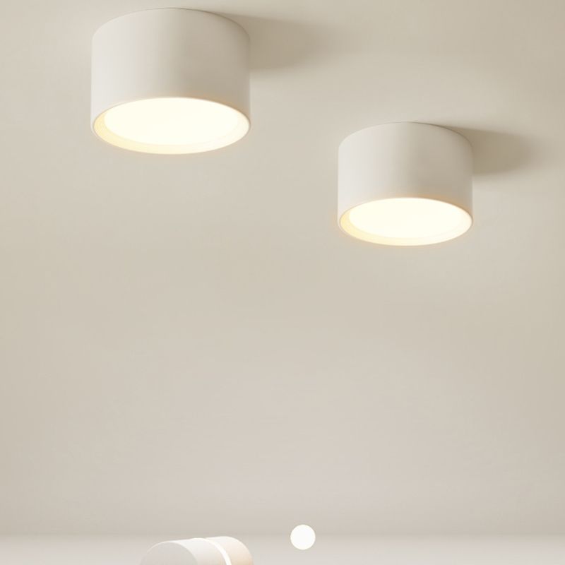 Modern Minimalist LED Flush Mount Iron Cylindrical Ceiling Light with Acrylic Shade