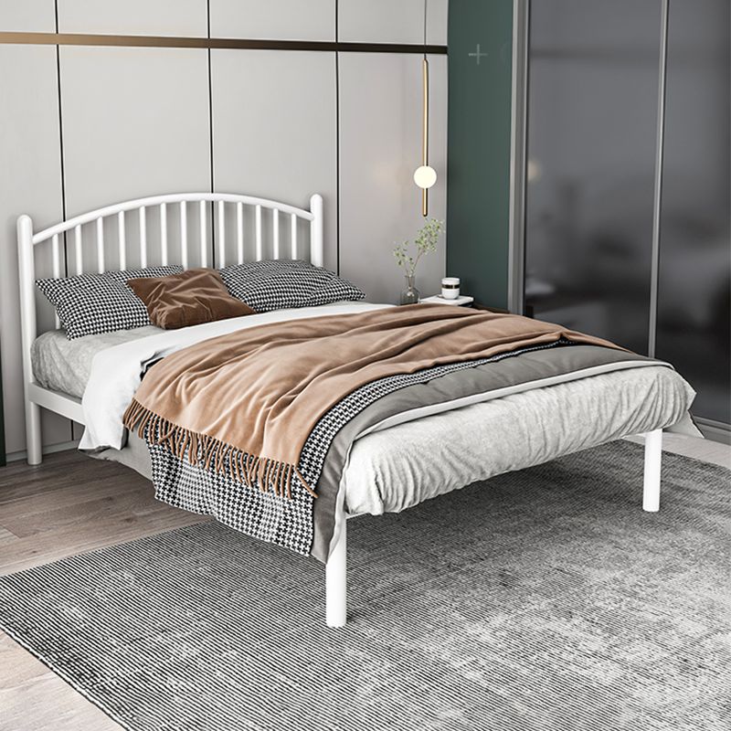 Metal Glam Slat Bed with Headboard Standard Bed with Metal Legs