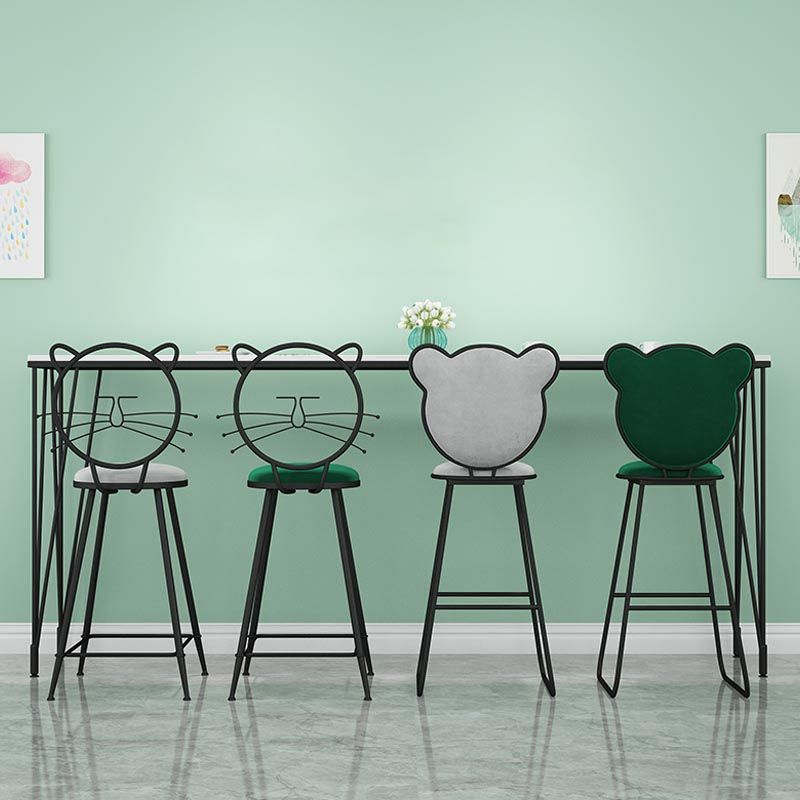 Stone Top Bar Dining Table Industrial Bar Dining Table with 4 Black Legs