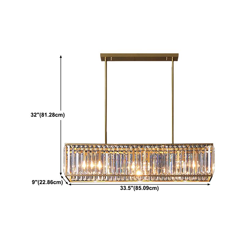 Modern Style Rectangle Shape Island Lights Crystal 3/4 Lights Pendant Light in Gold