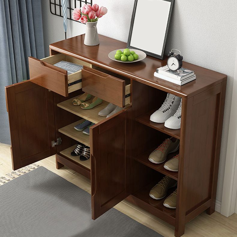 Mid-Century Cabinet with 2 Doors and 2 Drawers in Rubberwood