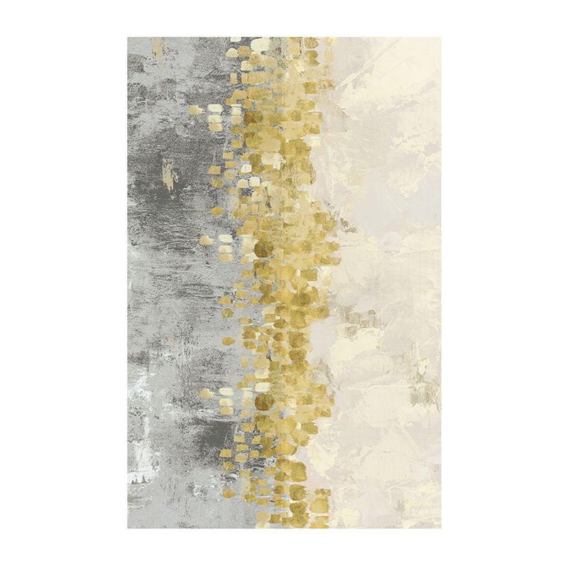 Yellow Modern Area Carpet Abstract Pattern Polyester Area Rug Stain Resistant Rug for Living Room