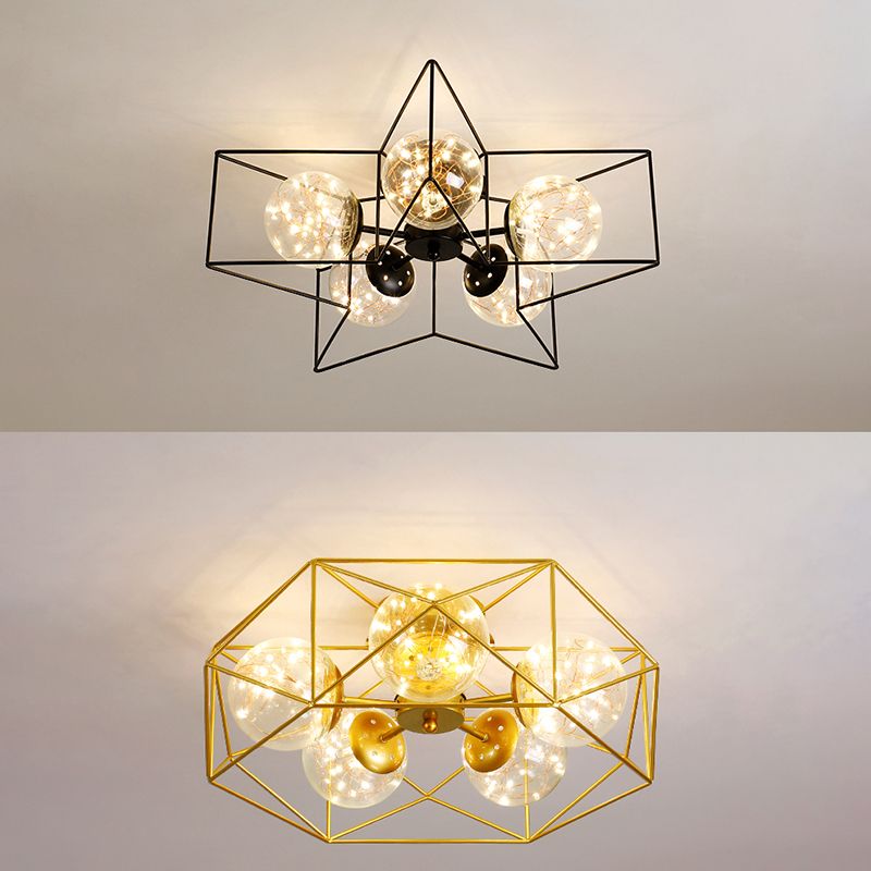 Nordic Modern Metal Flush Light Geometric Ceiling Mounted Light for Bedroom