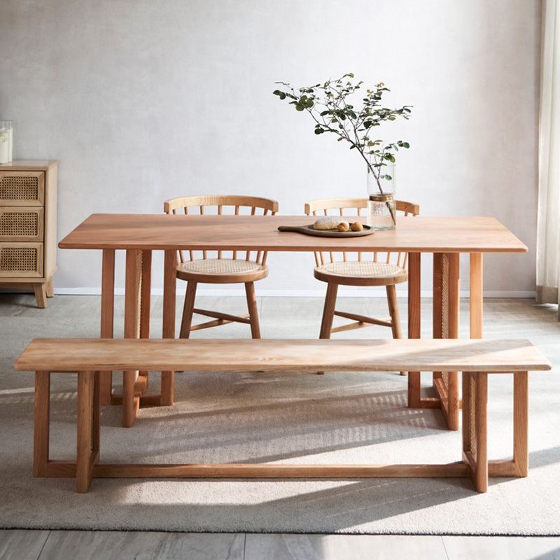 Rectangle Ash Wood Table for Restaurant Modern Dining Table with Double Pedestal