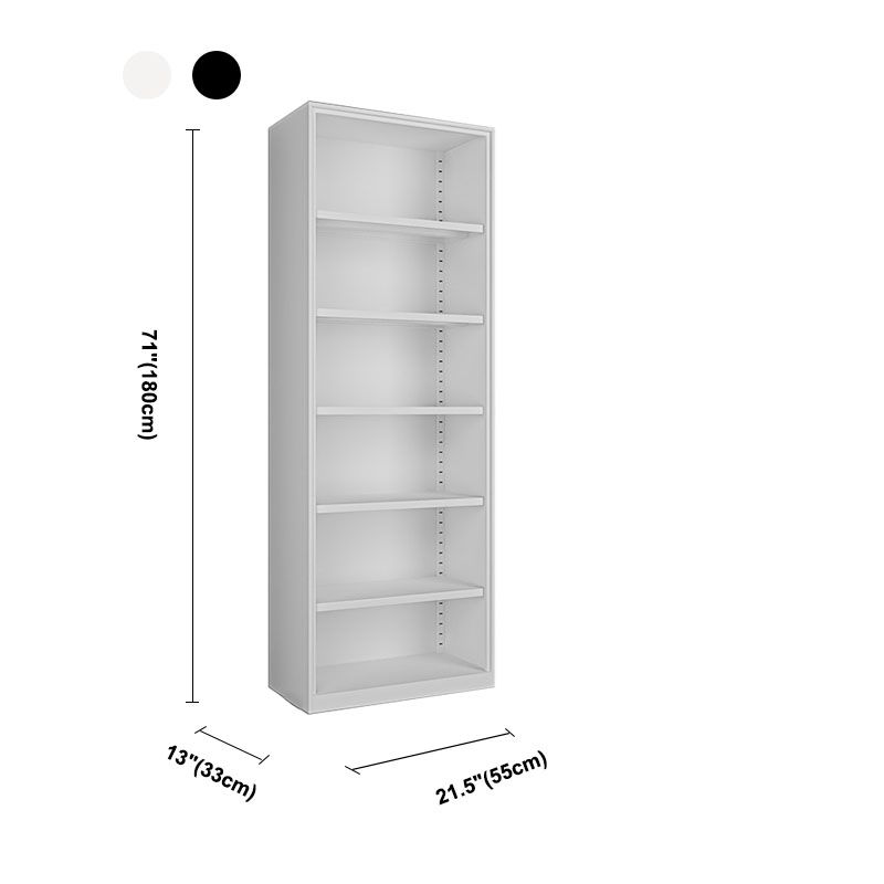 Modern Closed Storage Bookcase Black/White Metal Bookshelf with Shelves