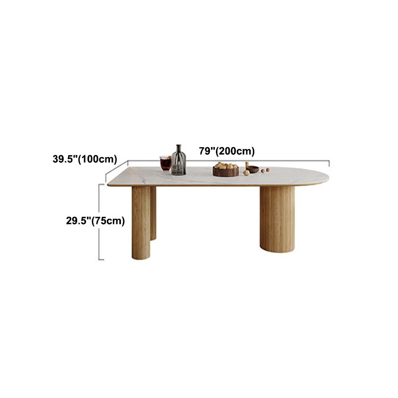 Stone Top Dining Table Traditional Luxury Dining Table with 3 Wood Legs