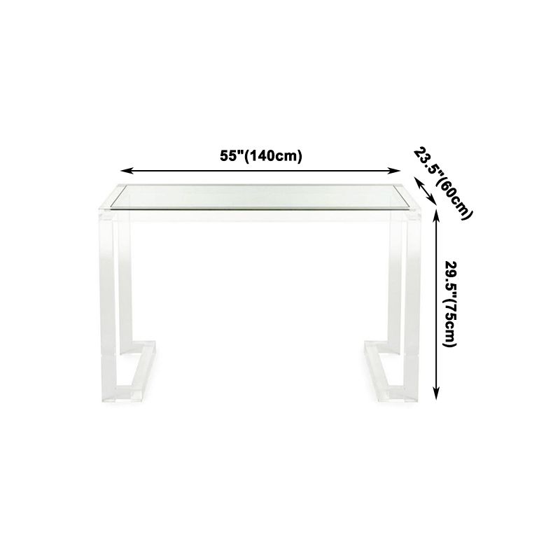 Acryl eigentijdse rechthoekige eettafel heldere glazen tafel voor eetkamer