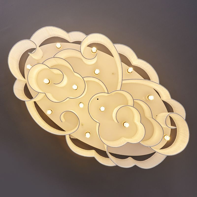 White Minimalism Flush Mount Oval Stoff Flush Ceiling Light für Esszimmer