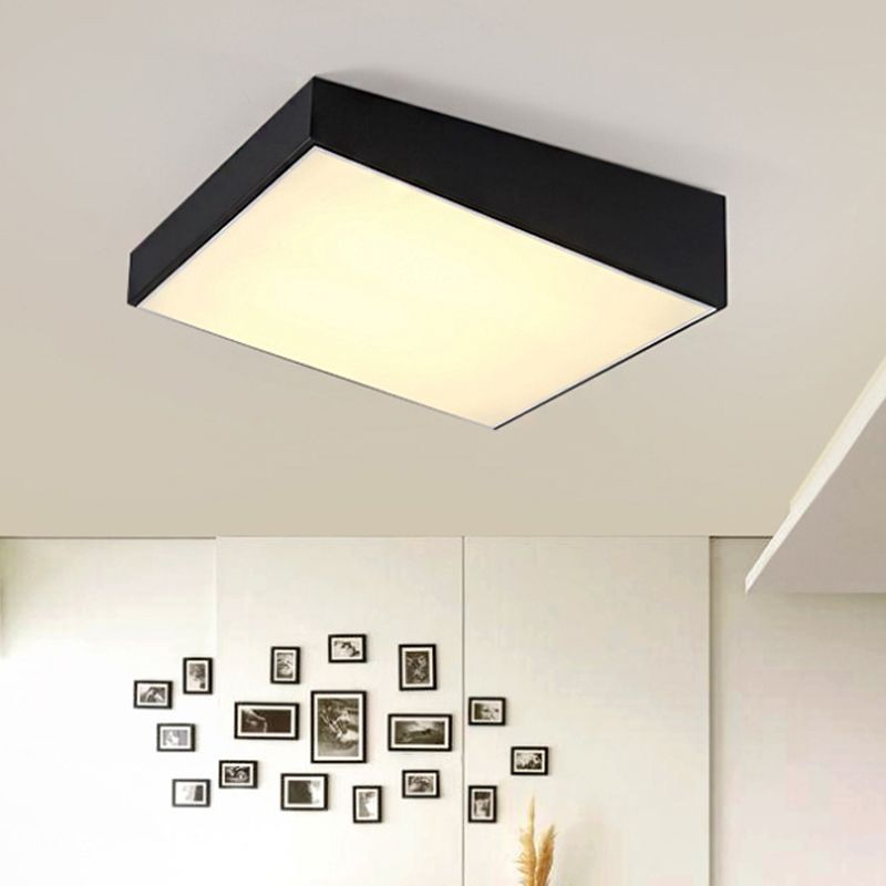 16"/19.5" Wide Contemporary Led Flush Lighting with Metal Shade White/Black Trapezoid Flush Mount Light in White/Warm Light