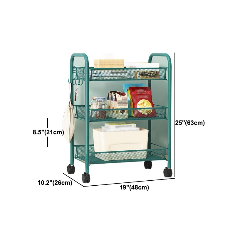 Metal Frame Open Etagere Bookshelf Contemporary Vertical Bookcase with Caster Wheels