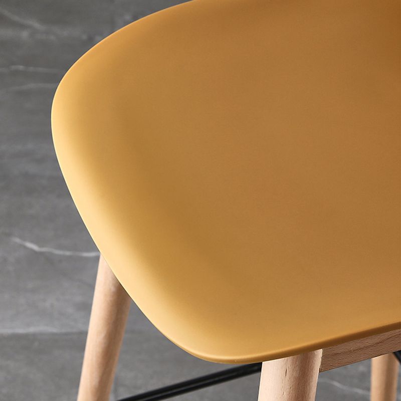 Nordic Style Plastic Wood Barstool 4 Legs Backrest Colorful Bar Stool, Set of 2