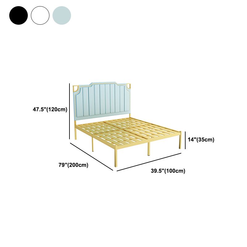 Glam Open-Frame Bed Metal Standard Bed with Upholstered Headboard