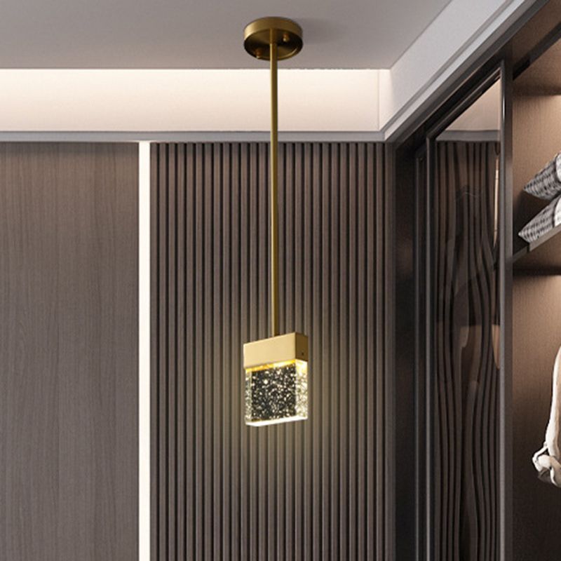 Clear LED Down Mini Pendant Modern Bubble Crystal Cuboid Pendant Ceiling Light for Dinning Room