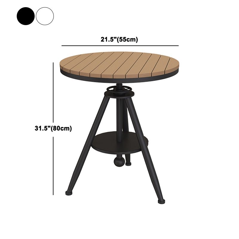 Modern Round Dining Table Metal Pedestal Casual Adjustable Height Dining Table