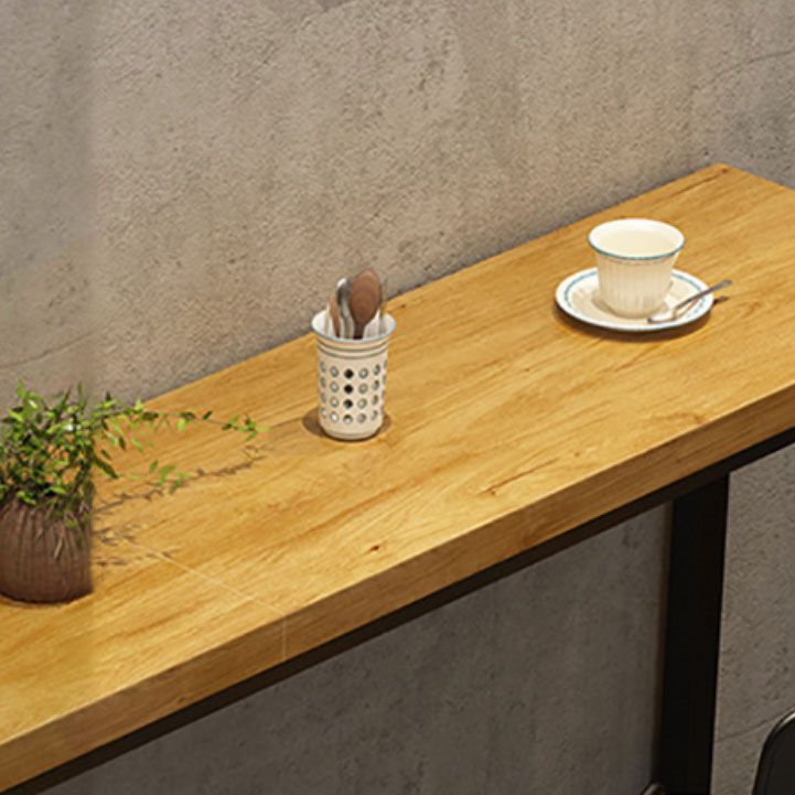 Pine Wood Top Rectangular Bar Table Industrial Pub Table with Trestle Base