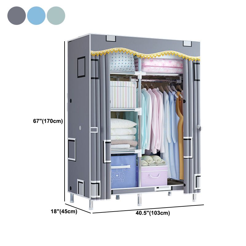 Modern Style Wardrobe Metal Bedroom Wardrobe Closet with Cloth Rod