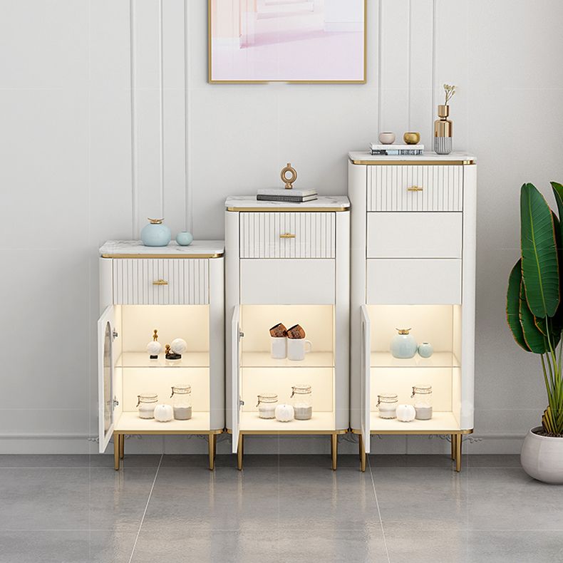 Vertical Modern Style Combo Dresser White Bedroom Storage Chest with Sensor Light