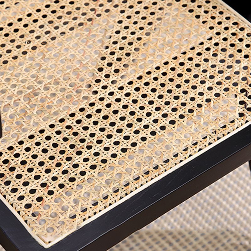 Chaise de salle à manger en bois traditionnelle, chaise de salle à manger à dossier en canne pour café avec accoudoirs