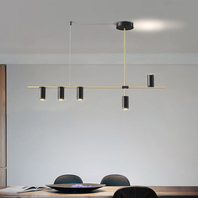 Modern 5 - Light Ceiling Pendant Fixture in Black and Gold Finish Kitchen Island Light
