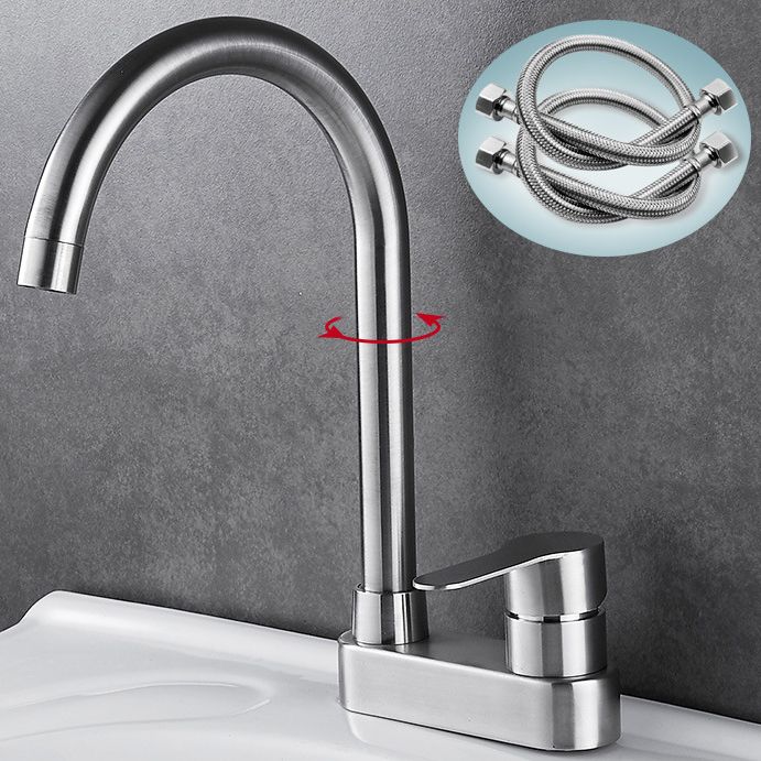 Bathroom Sink 304 Stainless Steel Center Faucet, Single Handle Bathroom Vanity Faucet