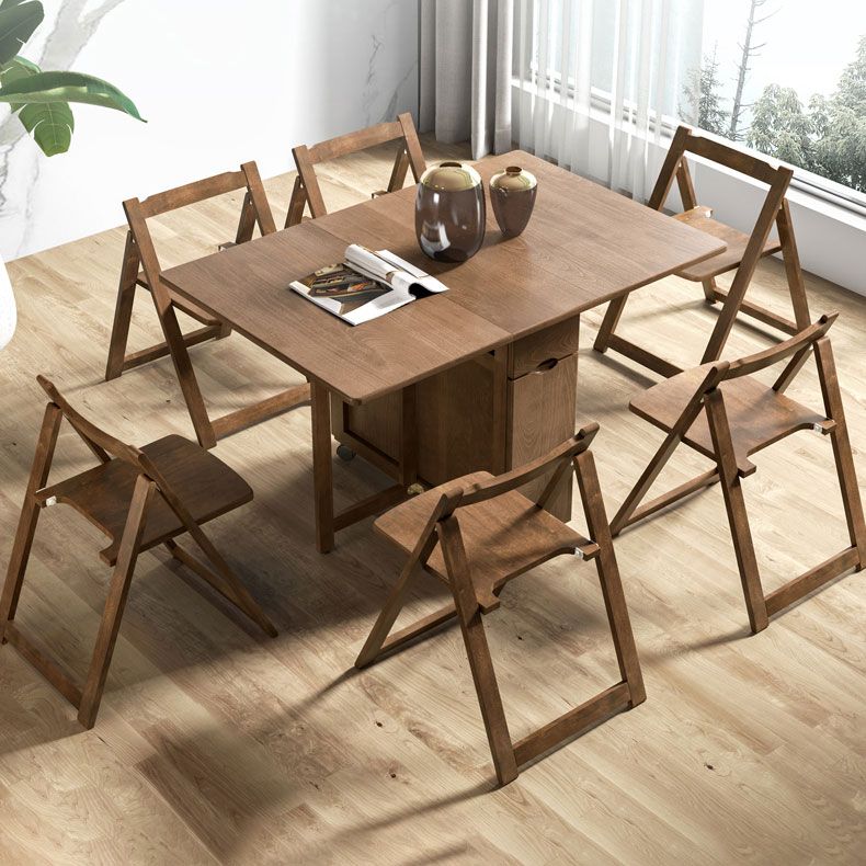 Modern Modern Eetting Table 51.18 "Rechthoek Rubberwood Drop-bladtafel (alleen tafel)