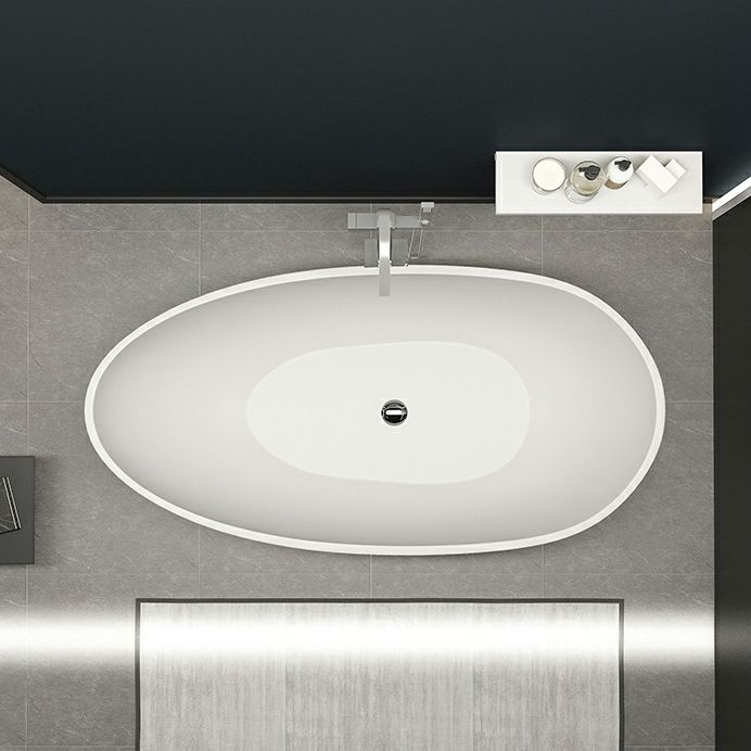 Modern Stone Freestanding Bathtub White Soaking Bathtub for Bathroom