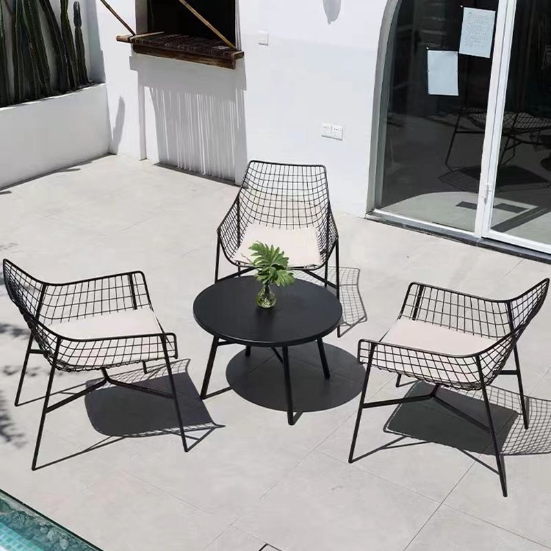 Modern Black Bistro Table Set 1/2/4/5 Pcs Metal Bistro Table and Chairs