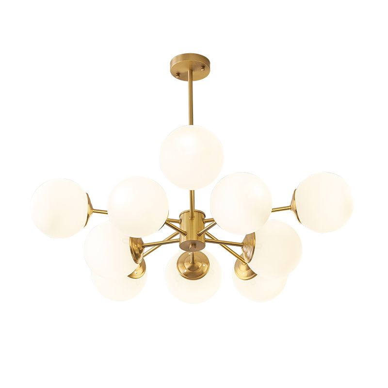 White Glass Global Hanging Chandelier Modern Style Multi Lights Ceiling Pendant Light