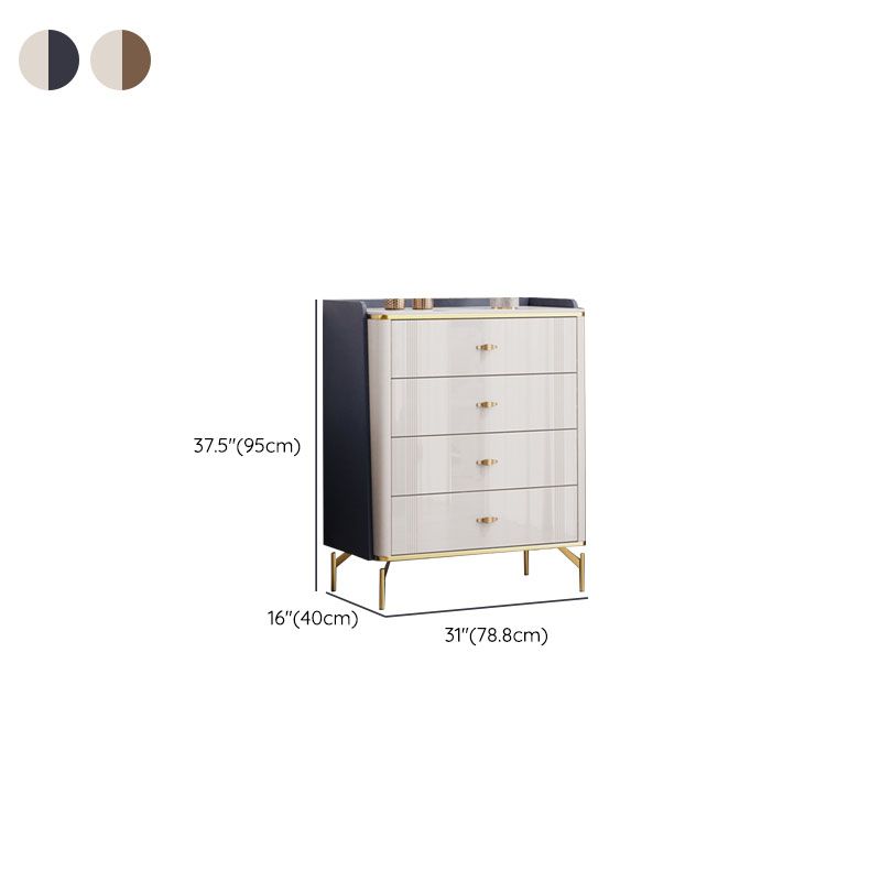 Glam Stone Storage Chest Bedroom Chest in White with Metal Legs