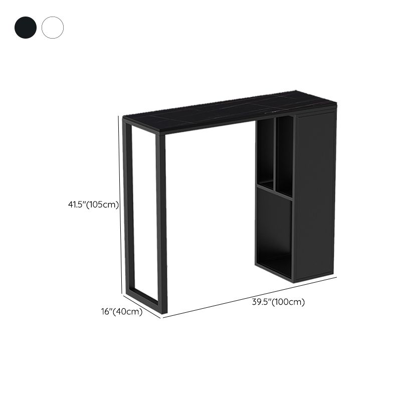 Modern Sintered Stone Top Double Pedestal Bar Table for Kitchen Dining Room