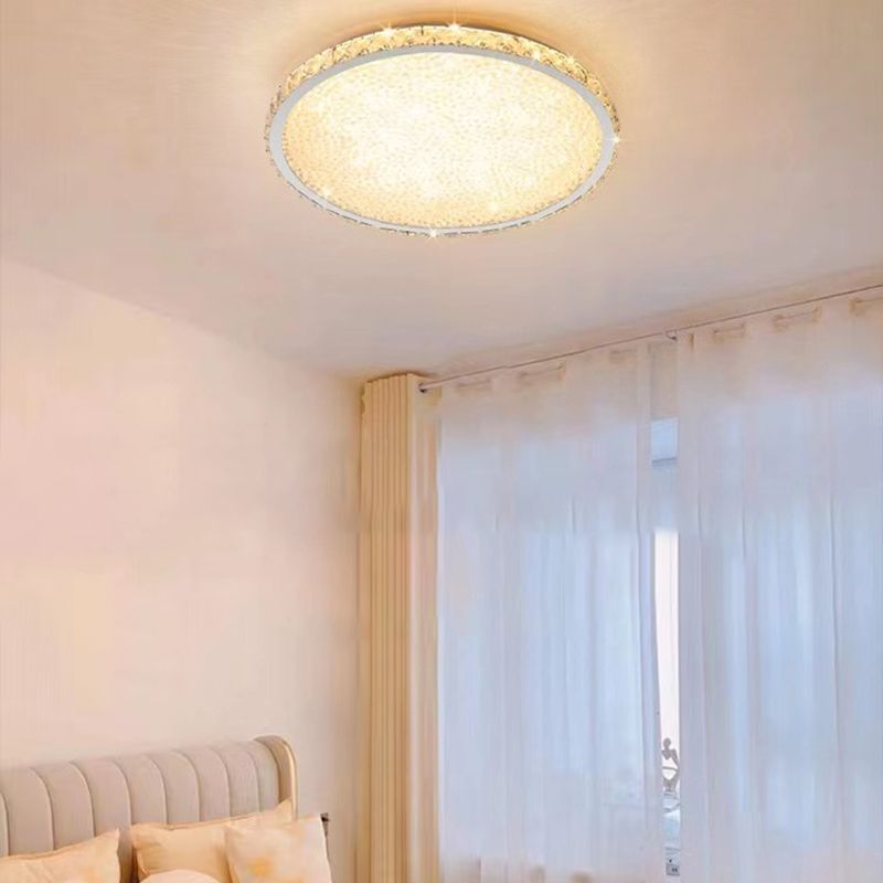 Circle Flush Ceiling Light Modern Crystal 1 Light Flush Light Fixtures