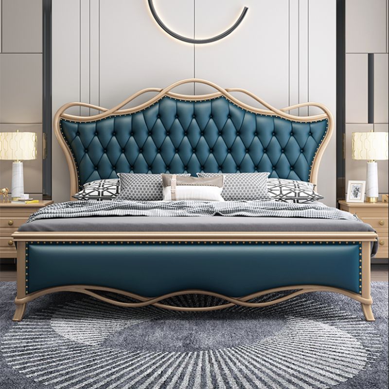 Glam Solid Wood Mattress Included with Headboard Camelback Panel Standard Bed