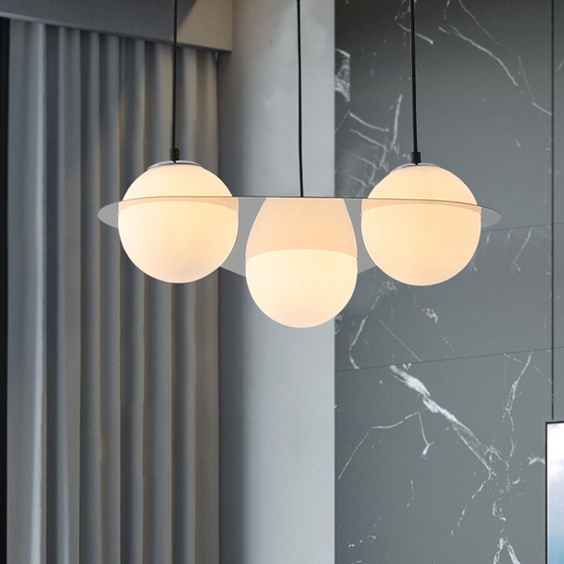 Bol cluster hanglamp modernisme wit glas 3 lichten woonkamer hangend plafondlicht met spiegelbevestiging