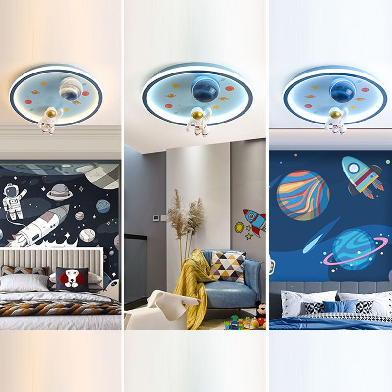 Astronaut LED Ceiling Lamp White Acrylic Flush Mount Light for Children's Room