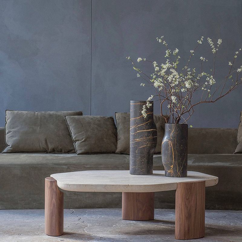 3 Legs Bunching Tables Modern Geometric Stone Coffee or End Table