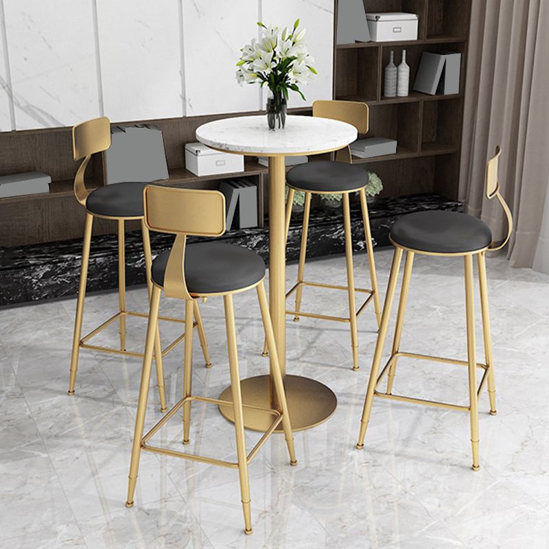 Contemporary Dining Stools Glam Metal Bar Stools with Footrest