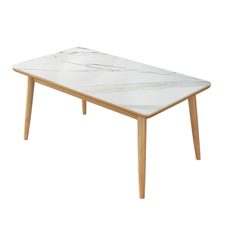 Modern Sintered Stone Dining Room Set with Rectangle Table and Wooden Base Dining Table Furniture