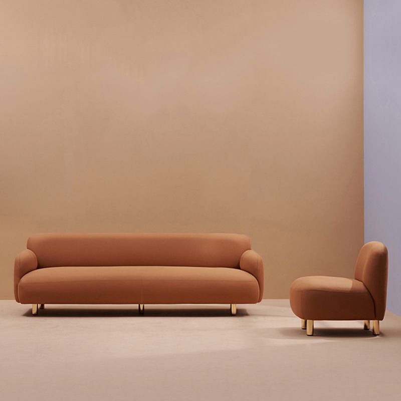 Recessed Arm Sofa Mid-century Modern 3-Seater Faux Leather Sofa