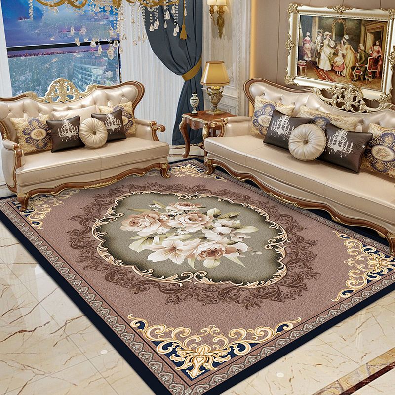 Navy Modern Rug Polyester Graphic Rug Non-Slip Backing Rug for Home Decoraion