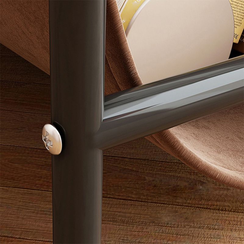 Contemporary Brown Glass Top Side Table Steel Sled Base End Table
